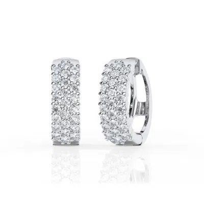 Brilliant Diamond 2 Carat Lab Grown Diamond Cluster Hoop Earrings In Sterling Silver In ["white","silver Tone"]