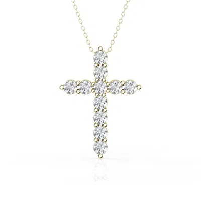 Brilliant Diamond 2 Carat Lab Grown Diamond Cross Pendant Necklace In ["yellow","gold Tone"]