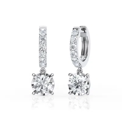 Brilliant Diamond 2 Carat Lab Grown Diamond Dangle Drop Huggie Hoop Earrings In ["white"]