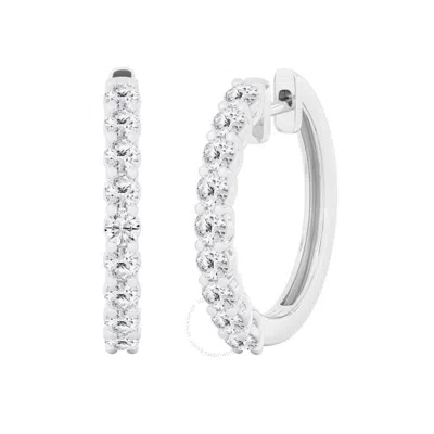 Brilliant Diamond 2 Carat Lab Grown Diamond Earrings For Women 14k White Gold Hoop Earrings | (f-g