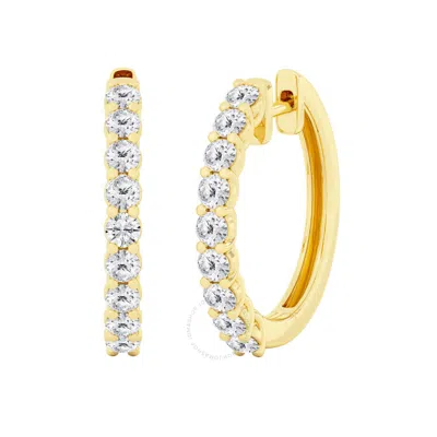 Brilliant Diamond 2 Carat Lab Grown Diamond Earrings For Women 14k Yellow Gold Hoop Earrings | (f-g