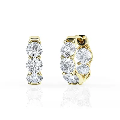 Brilliant Diamond 2 Carat Lab Grown Inside Out Diamond Huggie Hoop 14k Yellow Gold In ["yellow","gold Tone"]