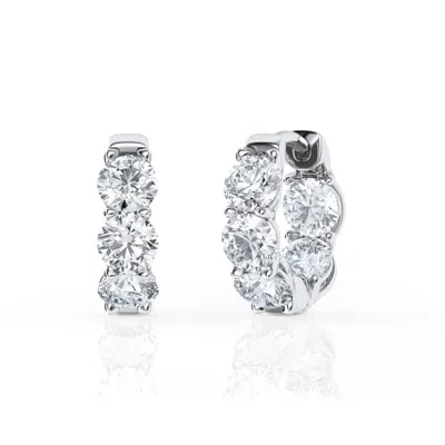 Brilliant Diamond 2 Carat Lab Grown Inside Out Diamond Huggie Hoop In 14k White Gold In ["white","gold Tone"]