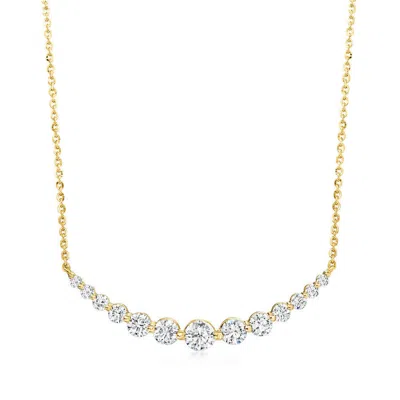 Brilliant Diamond 2 Carat Lab Grown Smile Necklace In 14k Yellow Gold