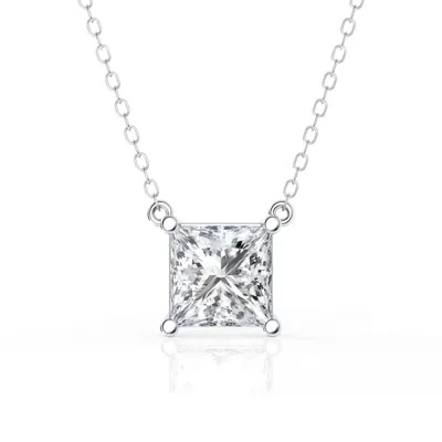 Brilliant Diamond 2 Carat Princess Lab Grown Diamond Pendant Necklace In ["white"]