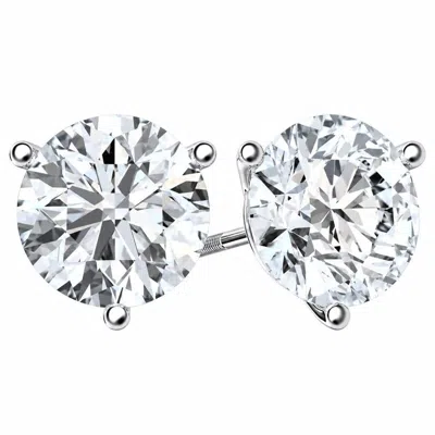 Brilliant Diamond 2 Carat Round Cut Lab Grown Diamond Stud Earrings In ["white"]