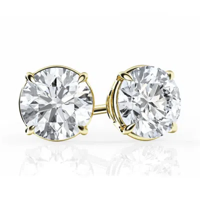 Brilliant Diamond 2 Carat Round Lab Grown Diamond Stud Earrings In 14k Gold Plated In ["yellow","gold Tone"]