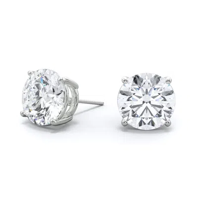 Brilliant Diamond 2 Carat Round Lab Grown Diamond Stud Earrings In 14k White Gold In Silver