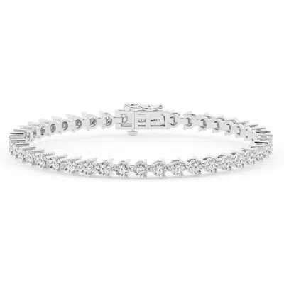 Brilliant Diamond 2 Carat Round Lab Grown Diamond Tennis Bracelet In Sterling Silver