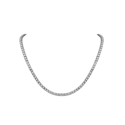 Brilliant Diamond 2 Carat Round Lab Grown Diamond Tennis Necklaces In Sterling Silver