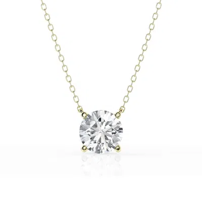 Brilliant Diamond 2 Carat Round Lab Grown Solitaire Diamond Pendant Necklace In ["yellow","gold Tone"]