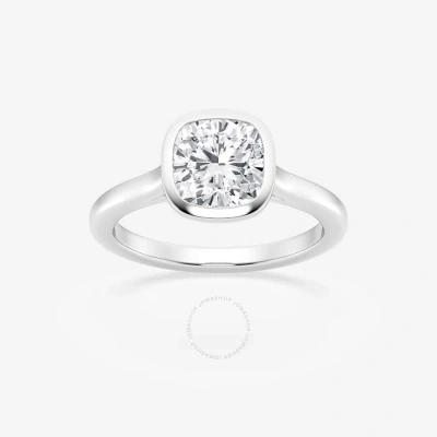 Brilliant Diamond 2 Cttw Cushion-cut Lab Grown Diamond Bezel Set Solitaire Engagement Ring In Platin In White