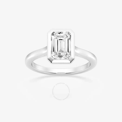 Brilliant Diamond 2 Cttw Emerald-cut Lab Grown Diamond Bezel Set Solitaire Engagement Ring In Platin In White