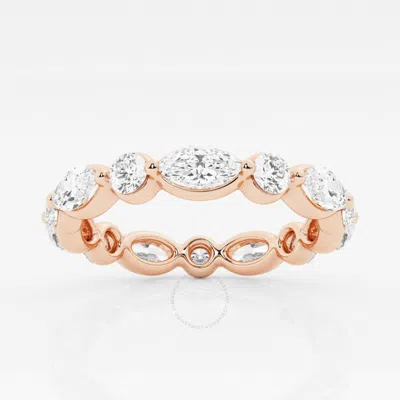 Brilliant Diamond 2 Cttw Marquise-cut Lab Grown Diamond Floating Eternity Band In 14kt Rose Gold In Pink