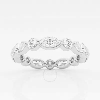 Brilliant Diamond 2 Cttw Marquise-cut Lab Grown Diamond Floating Eternity Band In 14kt White Gold