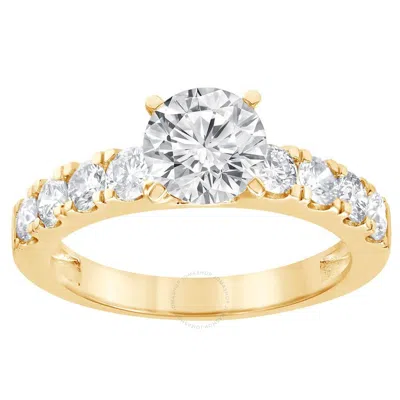 Brilliant Diamond 2 Cttw Prong Set 14k Yellow Gold Round-cut Lab-grown Diamond Engagement Ring For W