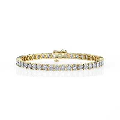 Brilliant Diamond 2 Cttw Round Lab Grown Diamond Tennis Bracelet In 14k Yellow Gold-plated Over Ster In ["yellow","gold Tone","silver Tone"]