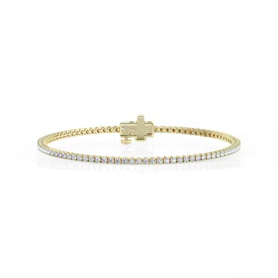 Brilliant Diamond 2 Cttw Round Lab Grown Diamond Tennis Bracelet In 14k Yellow Gold-plated Over Ster In ["yellow","gold Tone","silver Tone"]
