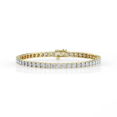 Brilliant Diamond 2 Cttw Round Lab Grown Diamond Tennis Bracelet In 14k Yellow Gold-plated Over Ster In ["yellow","gold Tone","silver Tone"]