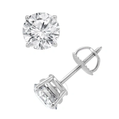 Brilliant Diamond 2.00 Carat Prong Set 14k White Gold Round-cut Lab Grown Diamond Stud Earring (j