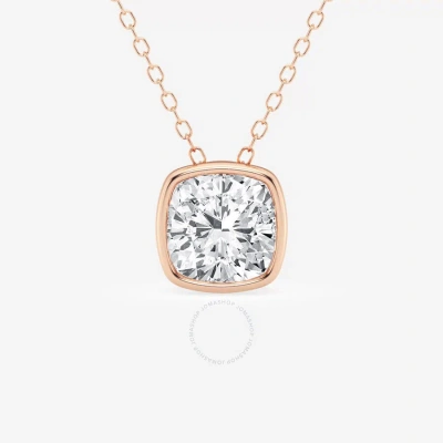 Brilliant Diamond 2.00 Cttw 14kt Rose Gold Bezel Setting Cushion-cut Lab Grown Diamond Pendant Neckl In White