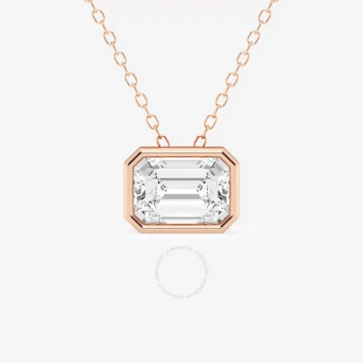 Brilliant Diamond 2.00 Cttw 14kt Rose Gold Bezel Setting Emerald-cut Lab Grown Diamond East West Nec In White
