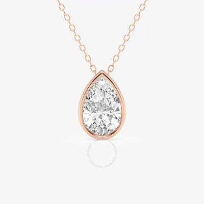 Brilliant Diamond 2.00 Cttw 14kt Rose Gold Bezel Setting Pear-cut Lab Grown Diamond Pendant Necklace In White