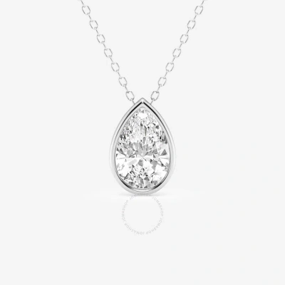 Brilliant Diamond 2.00 Cttw 14kt White Gold Bezel Setting Pear-cut Lab Grown Diamond Pendant Necklac