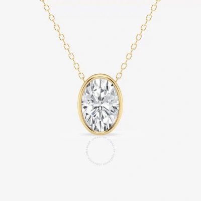 Brilliant Diamond 2.00 Cttw 14kt Yellow Gold Bezel Setting Oval-cut Lab Grown Diamond Pendant Neckla In White