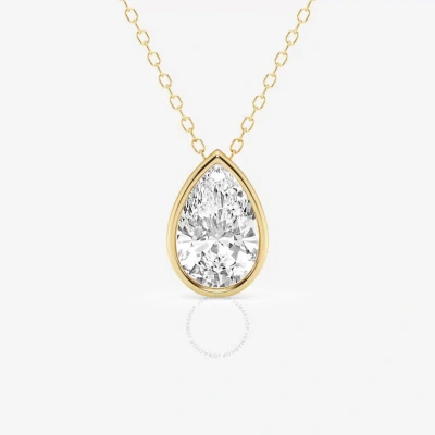 Brilliant Diamond 2.00 Cttw 14kt Yellow Gold Bezel Setting Pear-cut Lab Grown Diamond Pendant Neckla In White