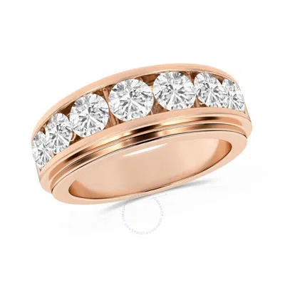 Brilliant Diamond 2.00 Carat 14k Rose Gold Ring For Men  Round Lab Grown Diamond  7-stone Men's Wedd In Pink