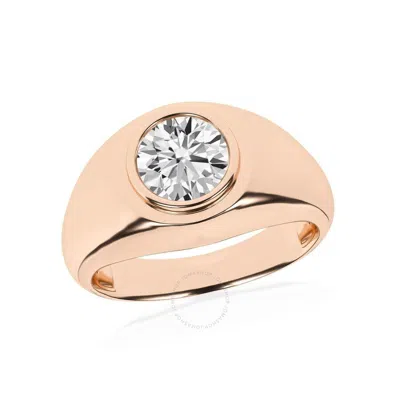 Brilliant Diamond 2.00 Carat 14k Rose Gold Solitare Ring For Men  Round Lab Grown Diamond  Men's Eng In Pink