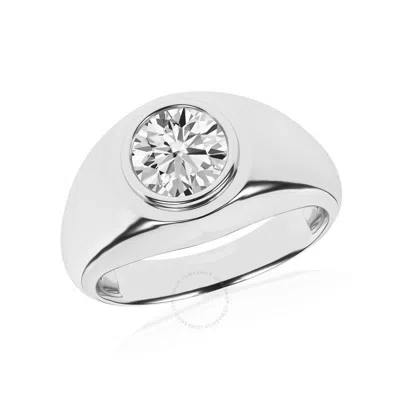 Brilliant Diamond 2.00 Carat 14k White Gold Solitare Ring For Men  Round Lab Grown Diamond  Men's En