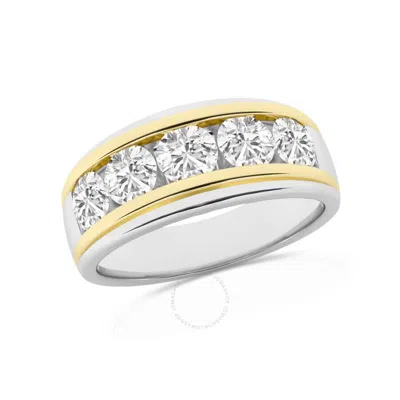 Brilliant Diamond 2.00 Carat 14k Yellow Gold Ring For Men  Round Lab Grown Diamond  5-stone Men's We