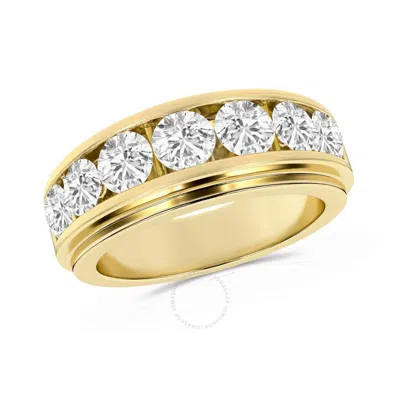 Brilliant Diamond 2.00 Carat 14k Yellow Gold Ring For Men  Round Lab Grown Diamond  7-stone Men's We