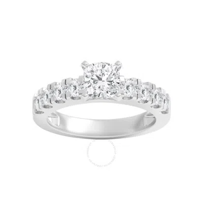 Brilliant Diamond 2.00 Carat Cushion & Round Cut Lab Grown Diamond Side Stone Engagement Ring (f-g
