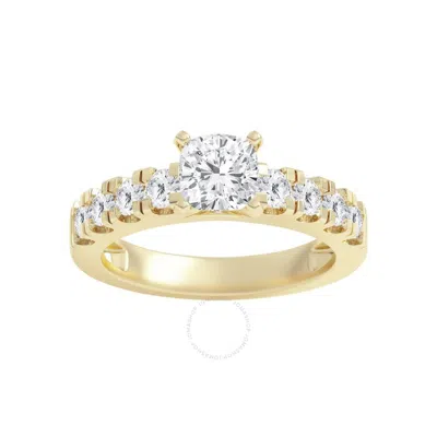 Brilliant Diamond 2.00 Carat Cushion & Round Cut Lab Grown Diamond Side Stone Engagement Ring (f-g