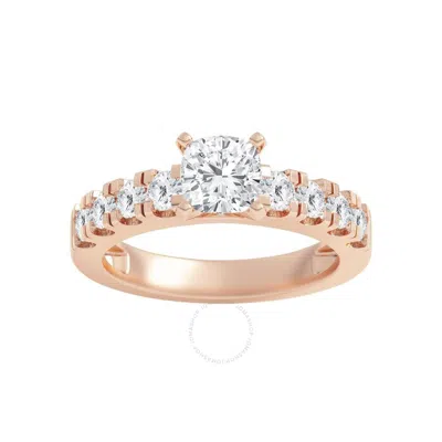 BRILLIANT DIAMOND BRILLIANT DIAMOND 2.00 CARAT CUSHION & ROUND CUT LAB GROWN DIAMOND SIDE STONE ENGAGEMENT RING (F-G