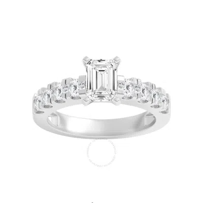 Brilliant Diamond 2.00 Carat Emerald & Round Cut Lab Grown Diamond Side Stone Engagement Ring (f-g