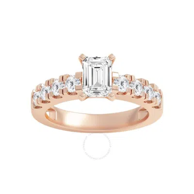 Brilliant Diamond 2.00 Carat Emerald & Round Cut Lab Grown Diamond Side Stone Engagement Ring (f-g