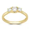 Brilliant Diamond 2.00 Carat Emerald & Round Cut Lab Grown Diamond Side Stone Engagement Ring (f-g