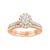 Brilliant Diamond 2.00 Carat Oval & Round Cut Lab Grown Diamond Halo Wedding Engagement Ring Set (f-