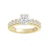 Brilliant Diamond 2.00 Carat Oval & Round Cut Lab Grown Diamond Side Stone Engagement Ring (f-g