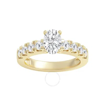 Brilliant Diamond 2.00 Carat Oval & Round Cut Lab Grown Diamond Side Stone Engagement Ring (f-g