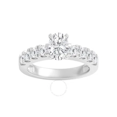 Brilliant Diamond 2.00 Carat Oval & Round Cut Lab Grown Diamond Side Stone Engagement Ring (f-g