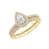 Brilliant Diamond 2.00 Carat Pear & Round Cut Lab Grown Diamond Halo Wedding Engagement Ring Set (f-