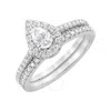 Brilliant Diamond 2.00 Carat Pear & Round Cut Lab Grown Diamond Halo Wedding Engagement Ring Set (f-
