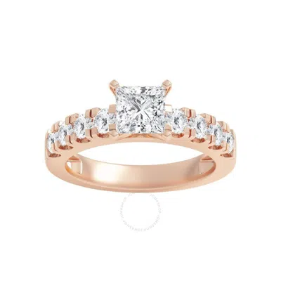 Brilliant Diamond 2.00 Carat Princess & Round Cut Lab Grown Diamond Side Stone Engagement Ring (f-g