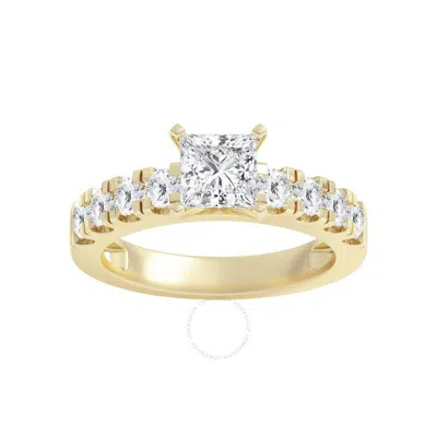 Brilliant Diamond 2.00 Carat Princess & Round Cut Lab Grown Diamond Side Stone Engagement Ring (f-g