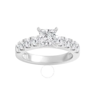 Brilliant Diamond 2.00 Carat Princess & Round Cut Lab Grown Diamond Side Stone Engagement Ring (f-g